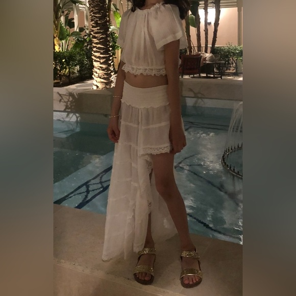 White Off-Shoulder Top and Skirt Set